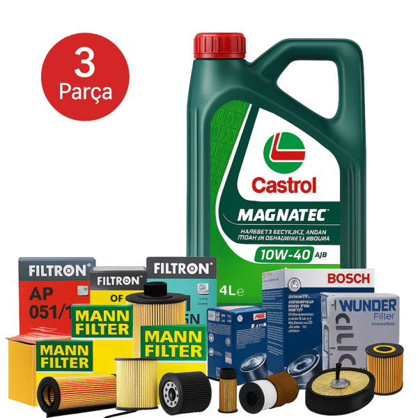 MANN BOSCH Volkswagen Transporter T6 2.0 TDI (2015-2020) Castrol 10W-40 Motor Yağlı Bakım Seti 3 Parça Set