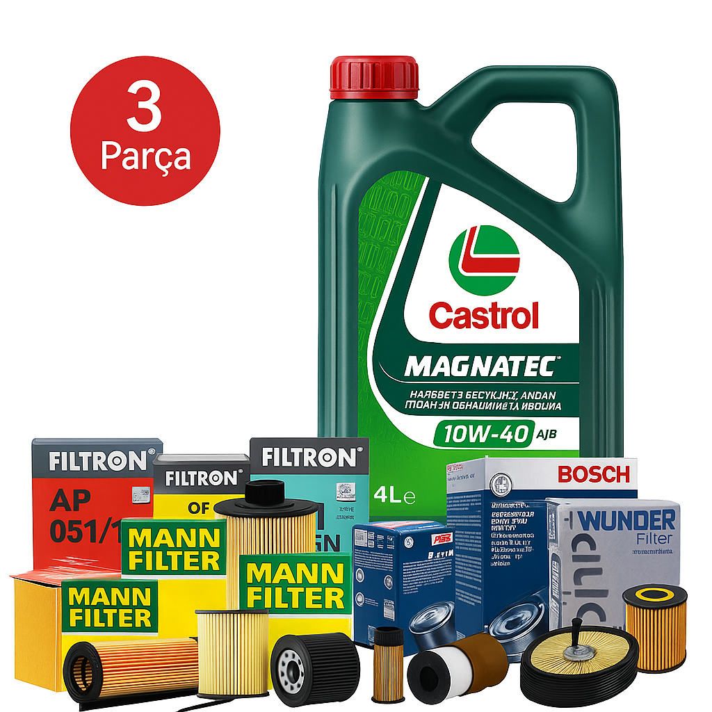 MANN BOSCH Volkswagen Transporter T6 2.0 TDI (2015-2020) Castrol 10W-40 Motor Yağlı Bakım Seti 3 Parça Set