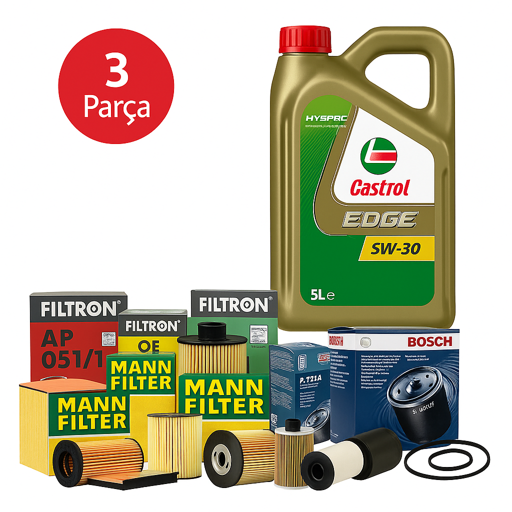 MANN BOSCH Volkswagen Transporter T6 2.0 TDI (2015-2020) Castrol Motor Yağlı Bakım Seti 3 Parça Set