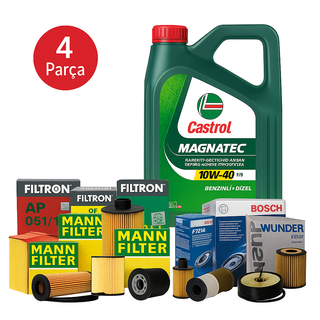 MANN BOSCH Volkswagen Transporter T6 2.0 TDI (2015-2020) Castrol 10W-40 Motor Yağlı Bakım Seti 4 Parça Set