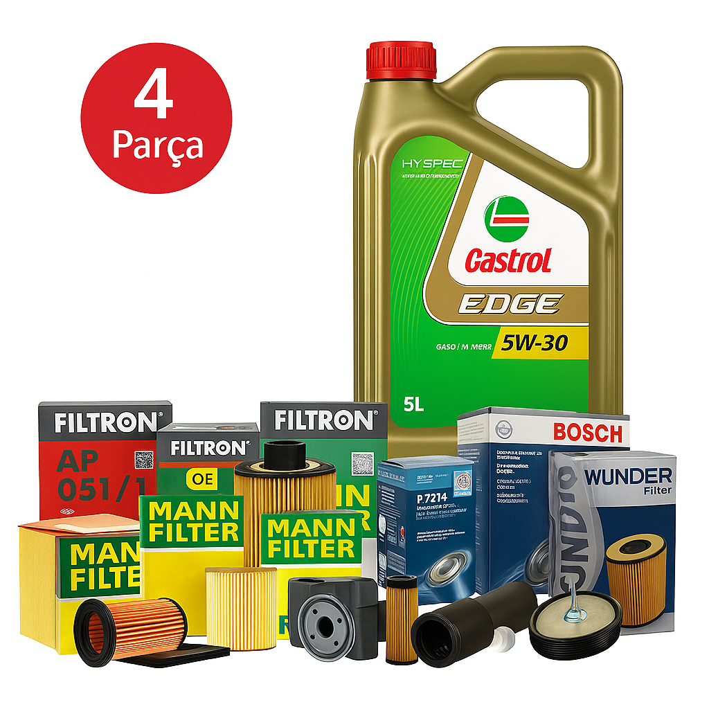 MANN BOSCH Volkswagen Touareg 3.0 TDI (2018-2023) Castrol Motor Yağlı Filtre Bakım Seti 4 Parça Set