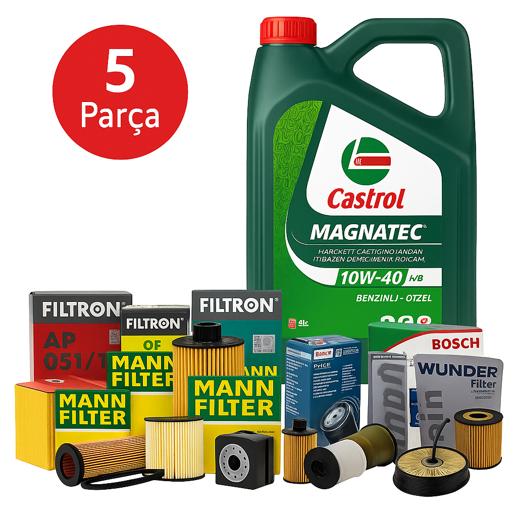 MANN BOSCH Volkswagen Transporter T6 2.0 TDI (2015-2020) Castrol 10W-40 Motor Yağlı Bakım Seti 5 Parça Set